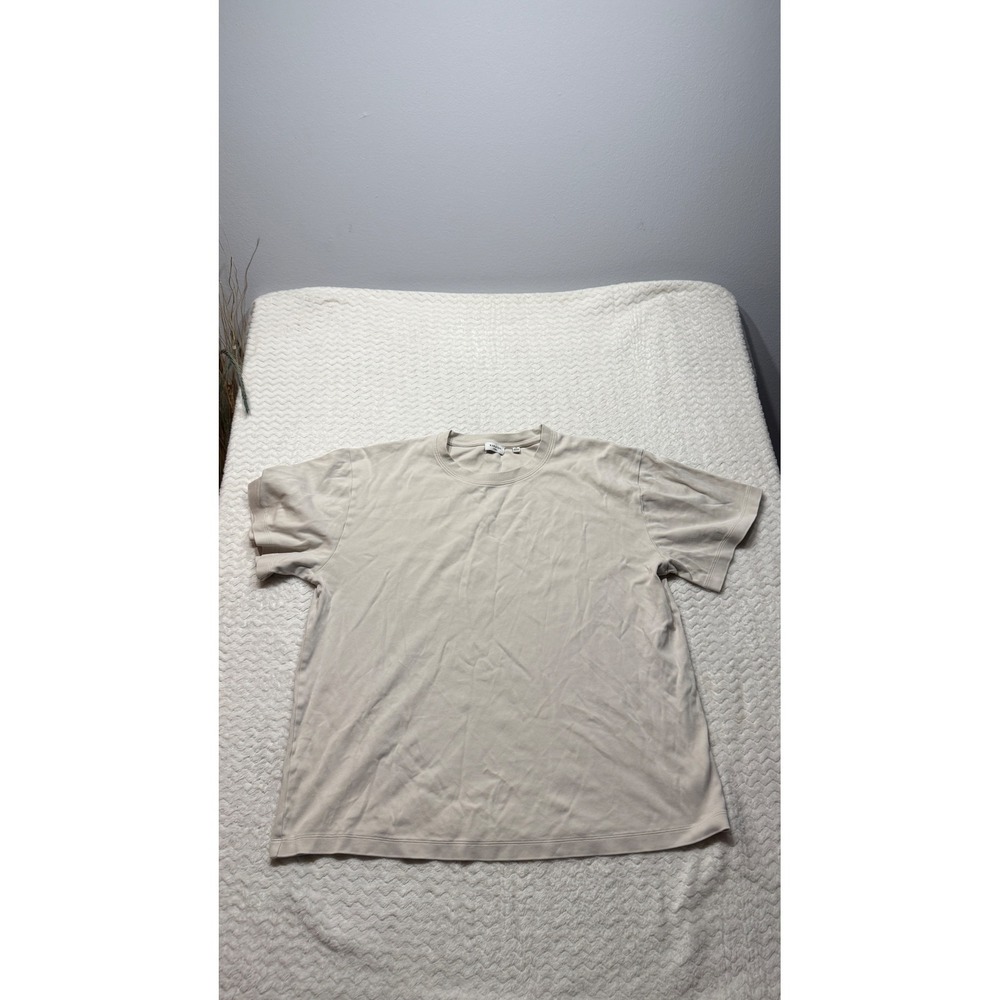 Babaton Aritzia Everyday T-Shirt Beige Cotton Crew Neck Boxy Tee 124060 Medium